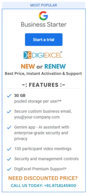 gsuite business starter plan price by digiexcel